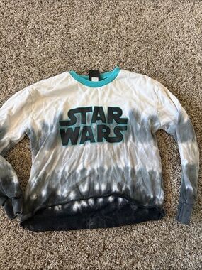 Star Wars White Tee with Teal Trim and Black Logo